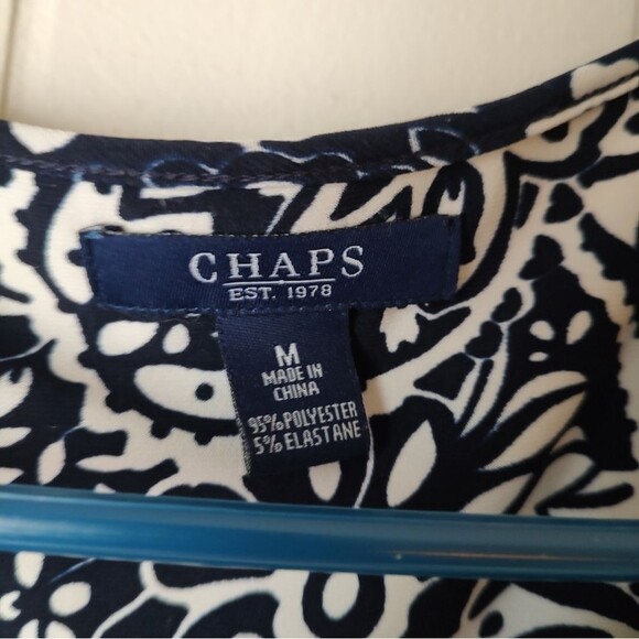 Chaps casual black and white sleeveless dress with ruching on one side. … - Picture 4 of 4